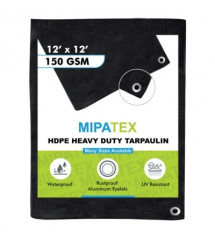 Mipatex Tarpaulin / Tirpal 12 Feet x 12 Feet 150 GSM (Black)